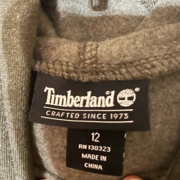 TIMBERLAND Boys Green Pullover logo hoodie sweatshirt - Picture 3 of 6